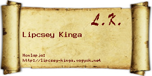Lipcsey Kinga névjegykártya